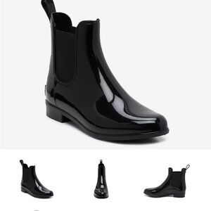 Black Glossy Marc Fisher Chelsea Rain Boots